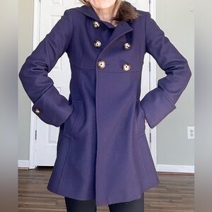 Michael Kors Women’s Size 6 Double-Breasted Plum Pea Coat w/Hood